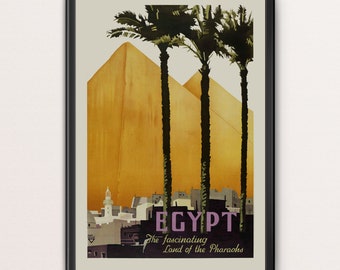 Affiche Egypte - Affiche de Voyage vintage - Tirages d’Art Minimaliste | | cadeaux de voyage Voyage Affiches Art Déco | Décorations murales