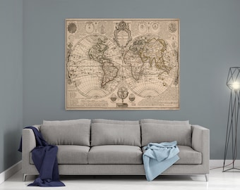 Vintage World Map, world map, map of the world, world map print, map wall art, large world map, map wall decor, map gift, world map art