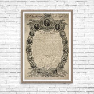 Impression d'art Déclaration d'indépendance, histoire américaine, document historique, art mural vintage antique