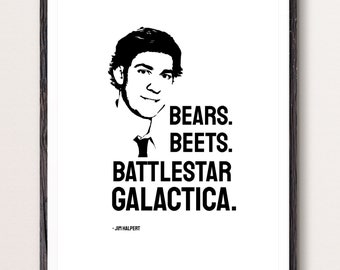 Battlestar Galactica Jim Halpert Wall Art The Office - Bears. Beets - The Office Poster - The Office Sweatshirt - Dwight Schrute