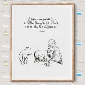 Winnie the Pooh Print Quotes, pooh bear classic vintage style poster print - great adventure