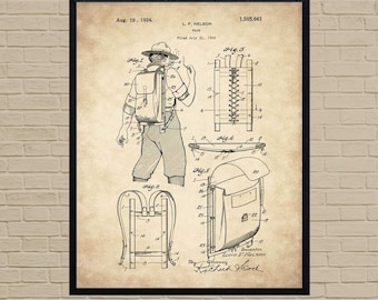 Backpacking, hiking art, hiking art print, nursery art, camping tent patent 1891, art print, camping art, nursery wall art, camping gift