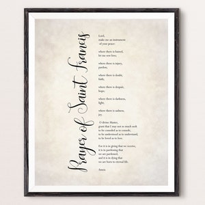 Prayer of Saint Francis Art Print, Bible Verse Prints ,Christian Scripture, Devotional Art, Catholic Art