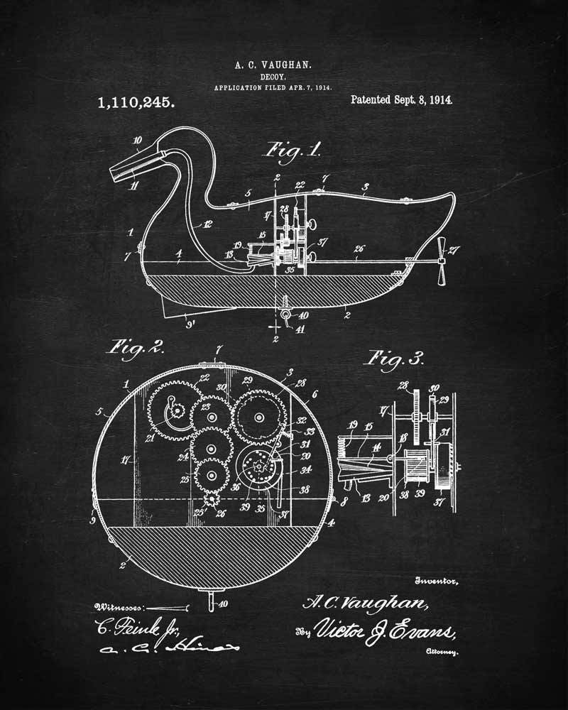 Hunting Patent Print Set of 3 Browning Rifle Duck Decoy - Etsy