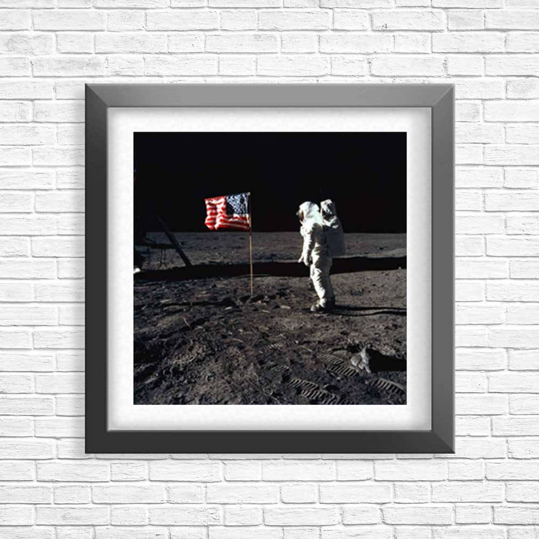Apollo 11 Moon Landing Poster, Buzz Aldrin, NASA Photo - Etsy