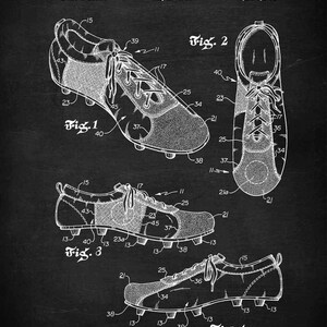 May include: A black and white line drawing of a patent for a soccer cleat. The patent drawing shows four different views of the cleat, including the side, top, and bottom. The patent number is 4,204,346 and the date is May 27, 1980.