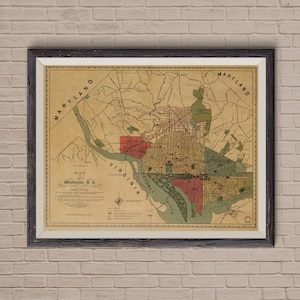 Carte de Washington, 1887, Washington dc vintage, carte de Washington dc, carte de Washington dc, impression de Washington dc, Washington antique, carte dc vintage