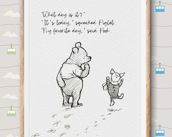 Classic Winnie The Pooh Nursery Decor, Pooh Printable Quote Piglet| Classic Children, Kids, Baby Nursery Prints