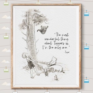 Winnie the Pooh Print Quotes, pooh bear classic vintage style poster print - great adventure