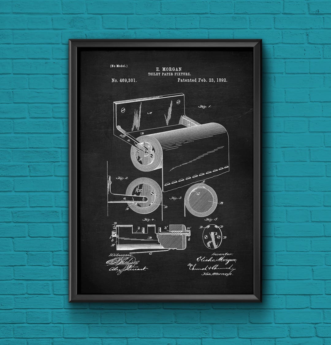 Toilet Paper Fixture Patent Art Print, Bathroom Decor - Etsy