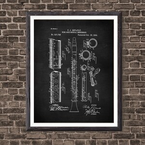 Patent Poster - Clarinet Patent Wall Art Print Poster - Jazz Band - Marching Band