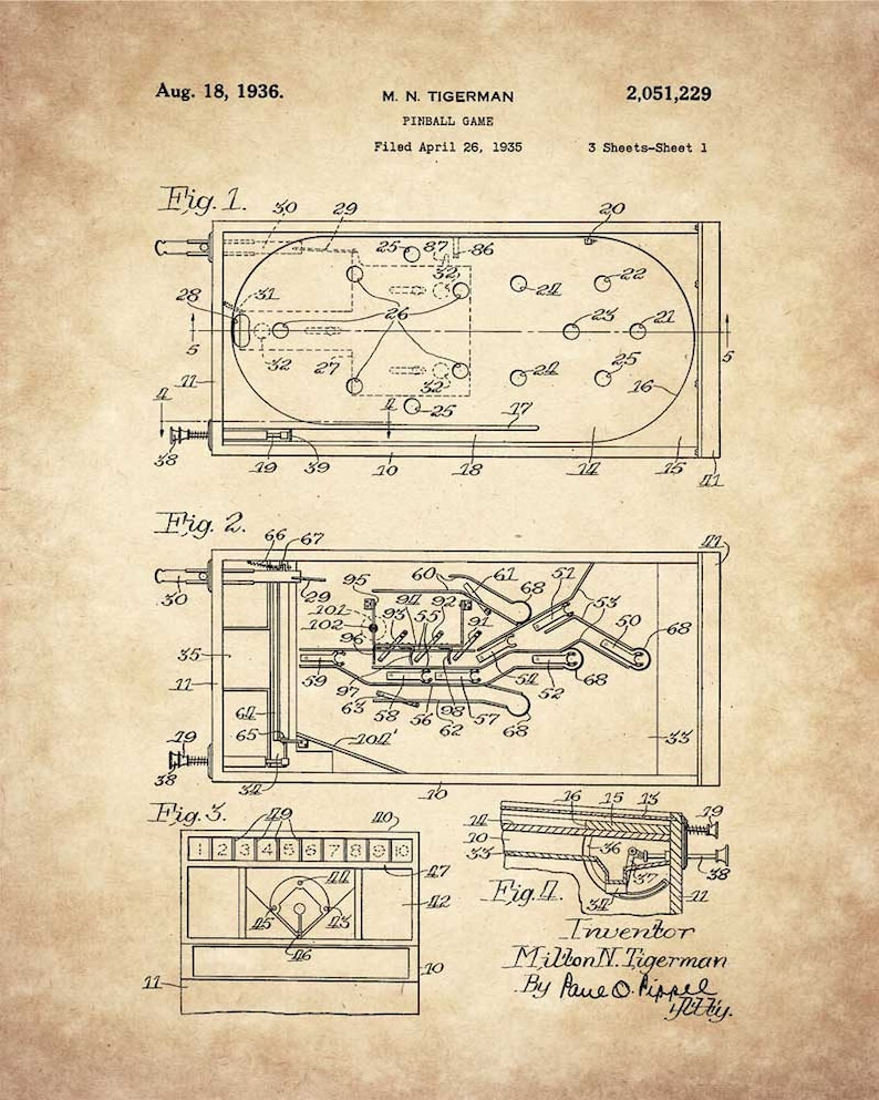 Pinball Art Print Pinball Poster Retro Art Print Gift for Etsy