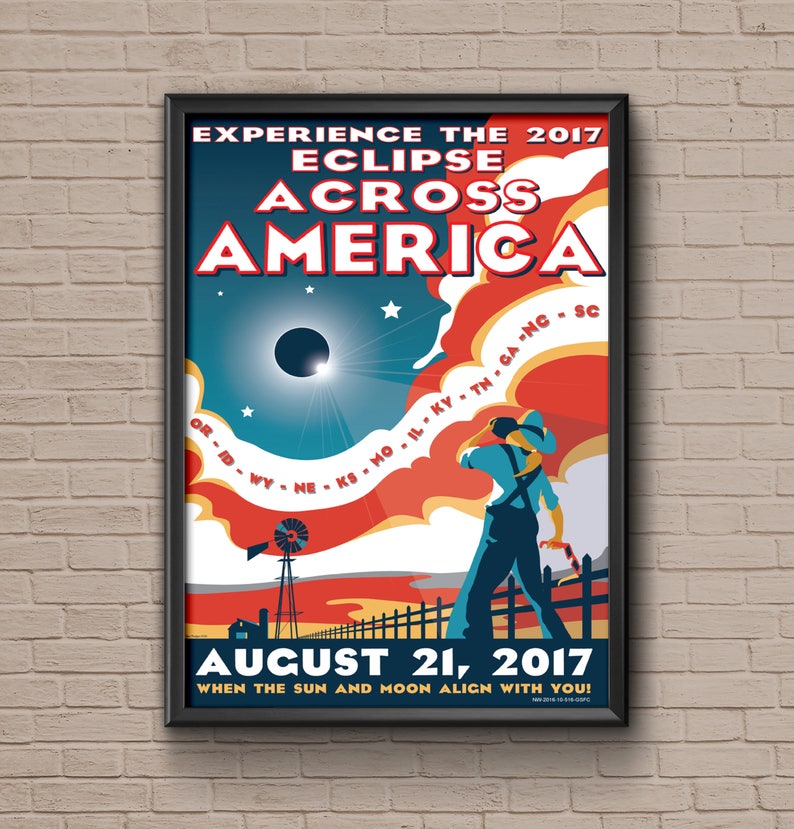 Solar Eclipse, Total Eclipse, 2017, NASA Eclipse Across America August 2017 Poster, nasa poster, eclipse, nasa print, science poster image 1