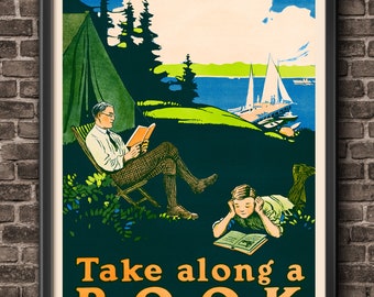 Cadeau d'amant de livre, emportez une affiche d'art de livre 1910