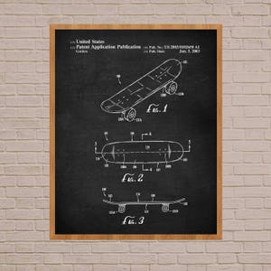 Skateboarding, skateboard, skate print, patent art, skateboard art, skate board, patent poster, skate print, skater gift, vintage skateboard