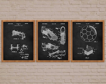 Soccer Patent Art Prints, Set of 3, Sports Decor