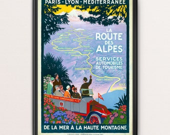 Affiche de voyage des Alpes françaises cadeaux de voyage, art de voyage, affiche de france, affiche de tourisme, affiche française, art de voyage de france