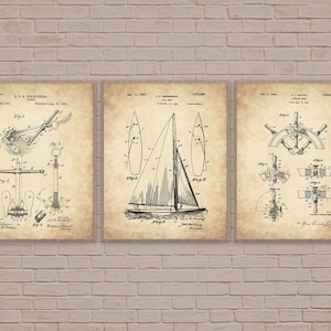 Sailing, Set Of 3, nautical art, sailing art, sailboat art, sailing print, ocean art, sailing decor, nautical print, boat print, coastal art