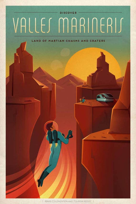 Spacex Mars Travel Poster, Valles Marineris Print - Etsy