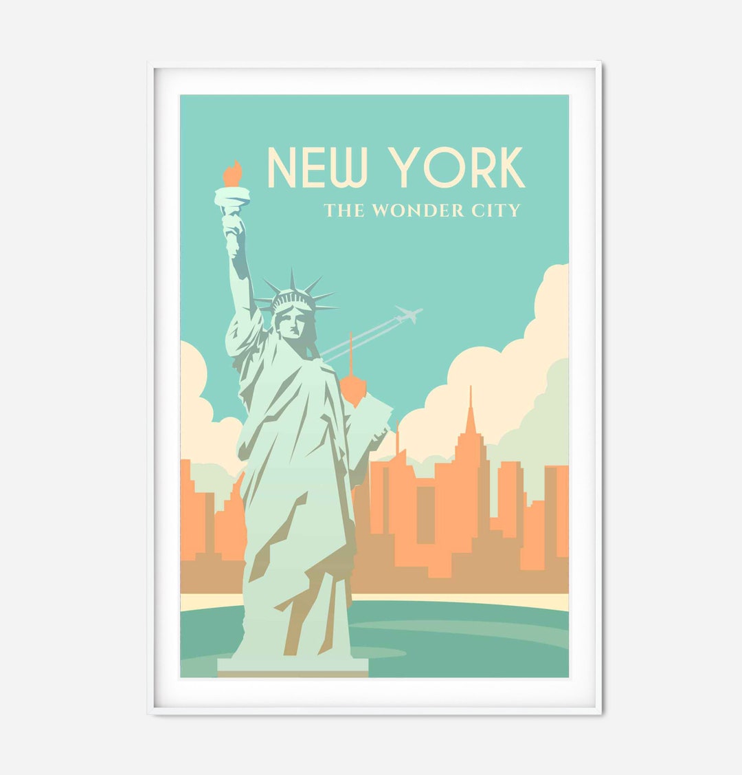 New York Vintage Travel Poster, Cityscape Print, Retro City Art Travel ...