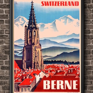Berne Switzerland Travel Poster - Switzerland Print, Swiss Poster - Europe Travel Art - Switzerland Poster