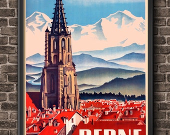 Berner Zwitserland reisposter - Zwitserland afdrukken, Zwitserse poster - Europa reiskunst - Zwitserland poster