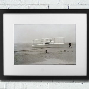 Wright Brothers, First flight, 120 feet in 12 seconds, Kitty Hawk, North Carolina MATTED Photographic Print, 16x20