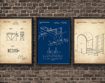 Pilates Patent Art Set 1927 - Pilates Poster - Gym Wall Art - Pilates Decor - Pilates Studio - Exercise - Exercise Poster - Exercise Machine