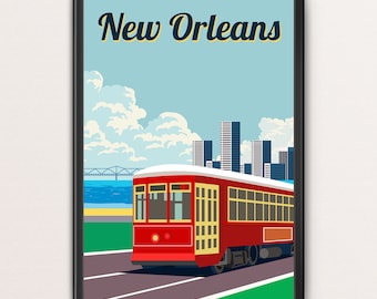 New Orleans Vintage Travel Poster, New Orleans Poster, Travel Art, New Orleans Print, Poster, New Orleans Art, Travel Print, Travel Wall Art