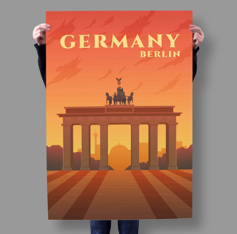 Berlin Germany Vintage Travel Poster Cityscape Print Retro Etsy