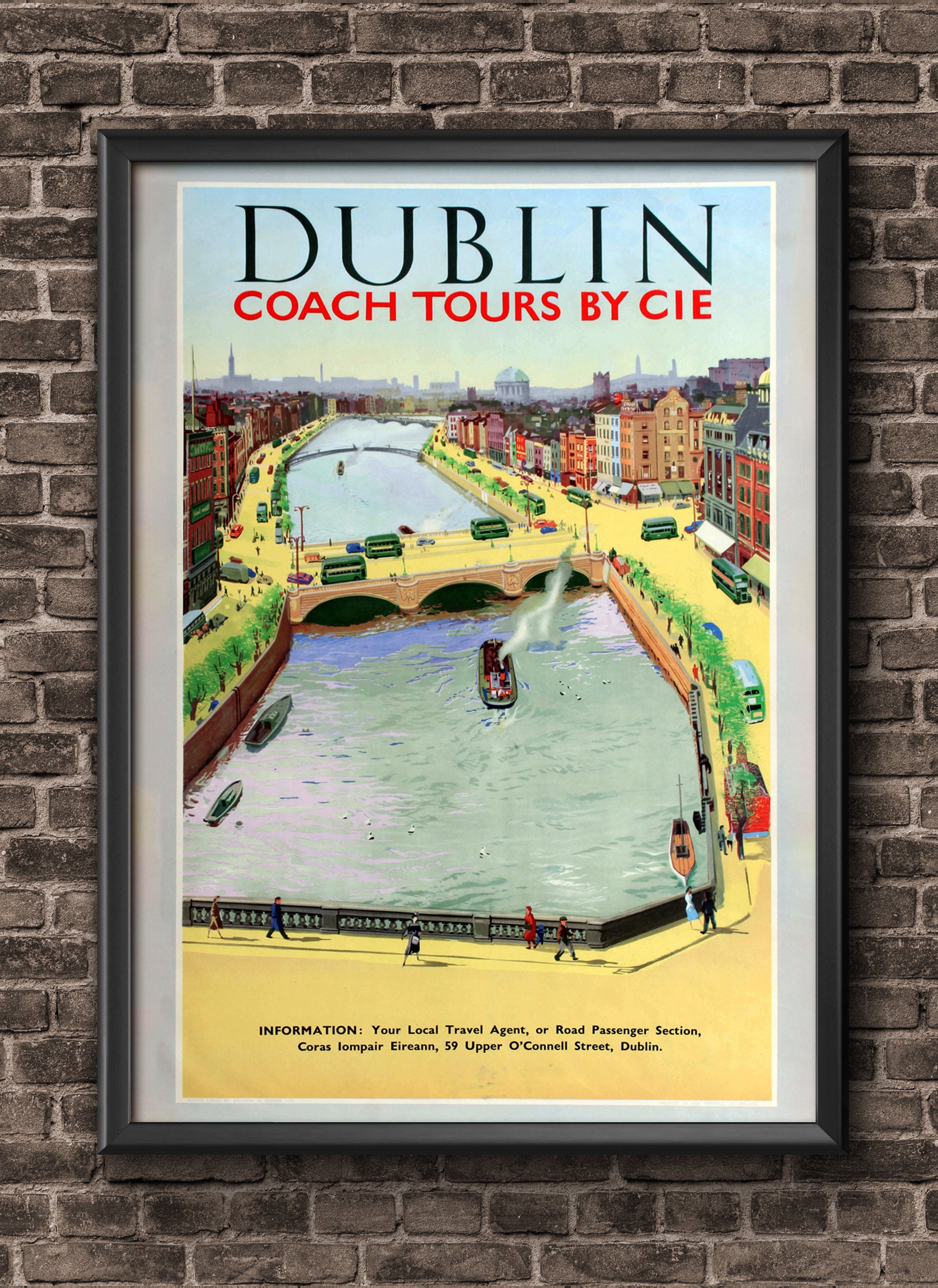 Ireland Travel Poster Dublin Vintage Travel Poster Ireland Etsy