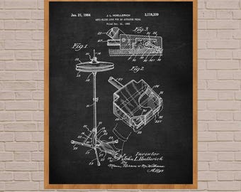 Hi Hat Cymbal Patent Art Print, Drummer Gift
