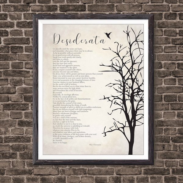 Impressão de poema Desiderata, Impressão de poesia, Impressão de poema, Lei da Atração, Impressão de arte, Arte de parede moderna | Compre agora!