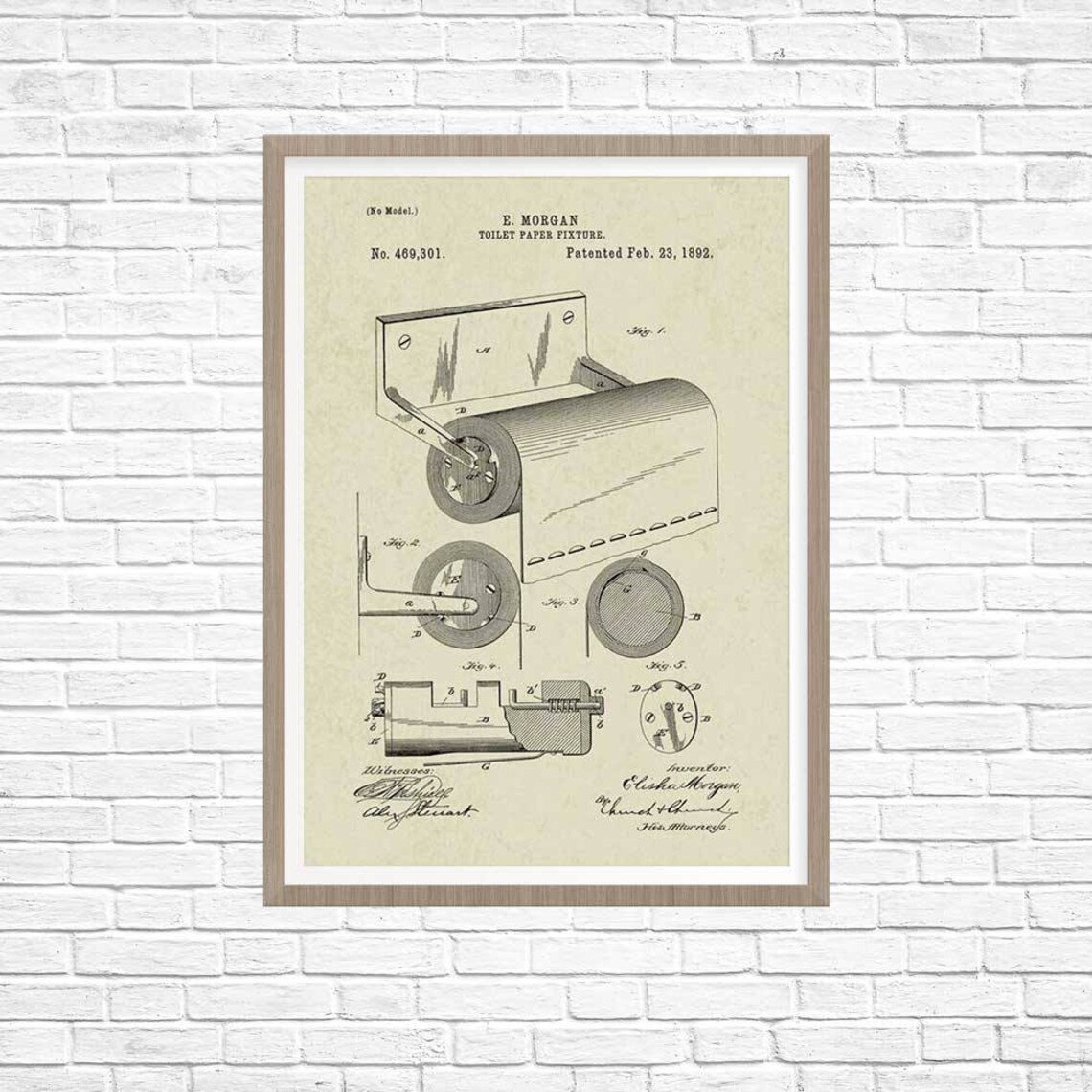 Toilet Paper Fixture Patent Art Print, Bathroom Decor - Etsy