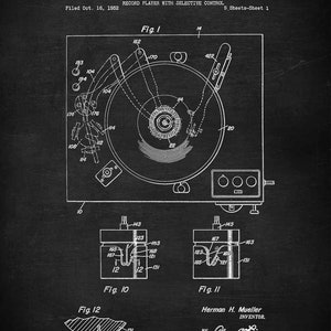 Music Lover Gift Wall Art, Music Poster Set of 4, Vintage Record Player, gift for him, gift for her, music art, music decor, music room image 3