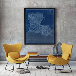 Louisiana - Louisiana-Karte - Karte von Louisiana - Landkarte - Vintage Louisiana - alte Louisiana Karte - Louisiana Kunst - Louisiana State Karte
