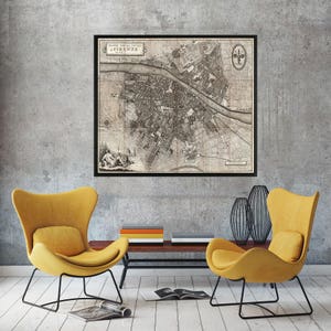 Map of Florence Italy 1847, Old Map of Florence Map, Map of Firenze Old World, Restoration Hardware Style, Italy wall map