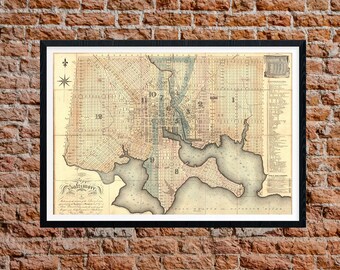 Stara mapa Baltimore, Maryland, 1822