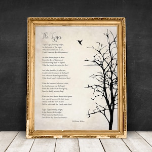 The Tyger William Blake Love Poem Art Print After A While Poem Poster minimalist modern wall art
