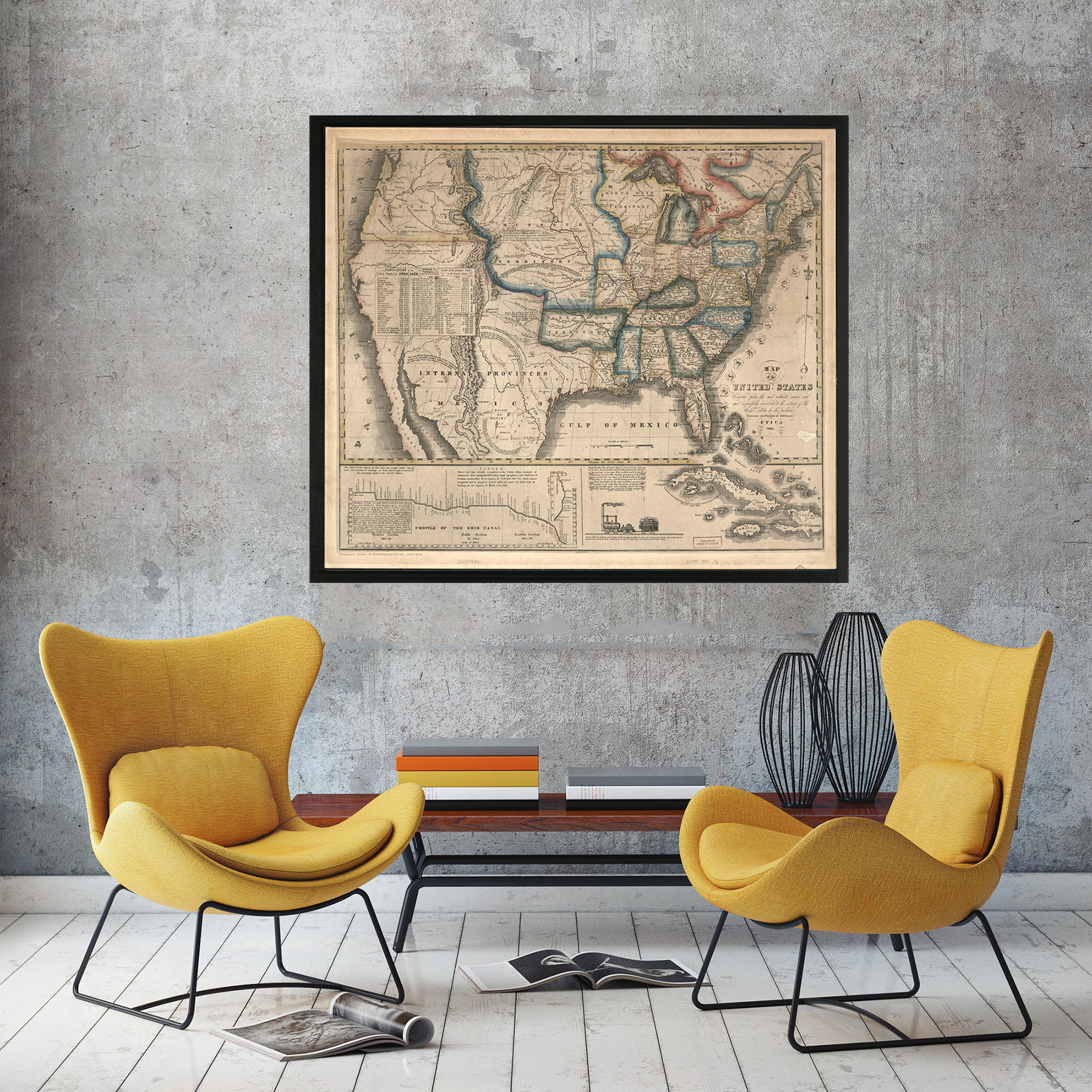 1831 USA Map Print, Restoration Hardware Style Fine Art - Etsy