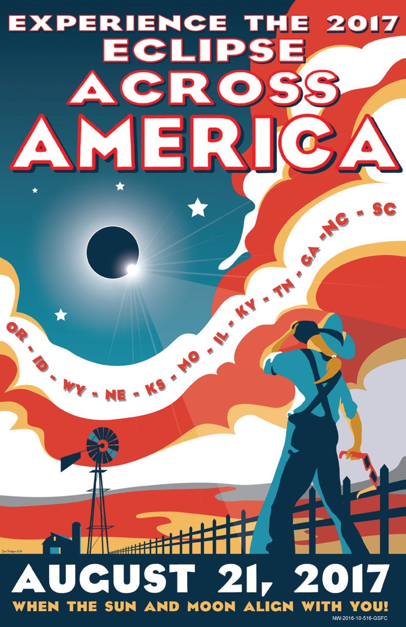 Solar Eclipse, Total Eclipse, 2017, NASA Eclipse Across America August 2017 Poster, nasa poster, eclipse, nasa print, science poster image 2