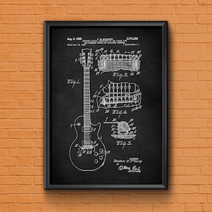 Guitar Art, patent print, guitar patent, patent art, guitar poster, guitar print, electric guitar, guitar wall art, guitar decor