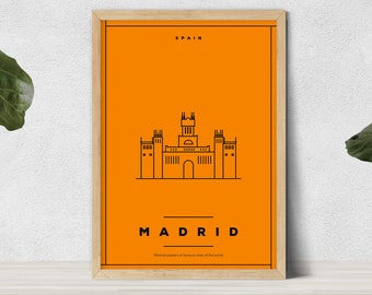 Madrid España minimalista cartel de viaje regalos, arte de viaje, cartel de España, cartel de turismo, cartel español, arte de viaje madrid