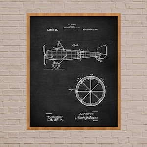 Vintage Airplane Patent Print Wall Art Gift For Him, 1918, biplane, airplane figurine, biplane figurine, airplane decor, airplane nursery