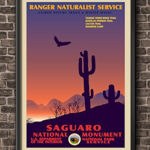 Saguaro National Park Poster, wpa poster, national parks, vintage art