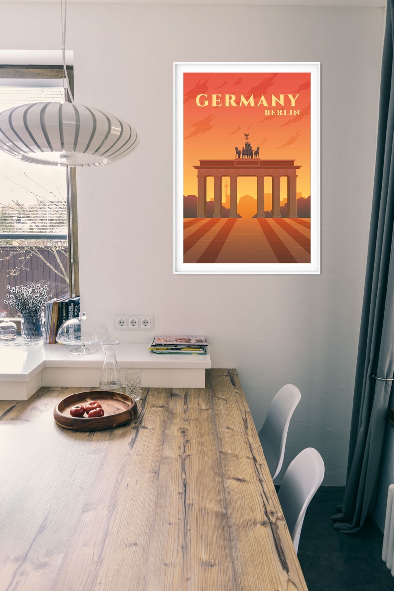 Berlin Germany Vintage Travel Poster Cityscape Print Retro Etsy