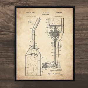 Vacuum Cleaner, Patent Prints, Vintage Art, blueprint poster, cleaner, blueprint poster, vintage print, laundry room art, kitchen art