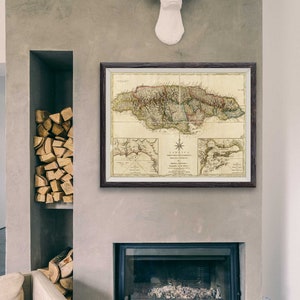 Jamaica map wall art, map of jamaica, Jamaica old maps, large map, vintage maps, antique map, old map, wall map, map decor, maps, 1775