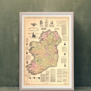 Ireland Map, map of ireland, old map, antique map, vintage map, map art, map print, irish map, old maps, map wall decor, ireland print