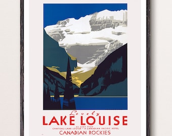 Lake Louise Travel Poster, Vintage Canadian Rockies Art Print